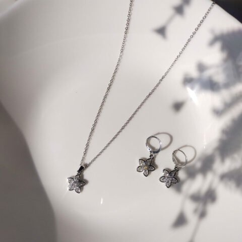 Silver Pendant With Earrings